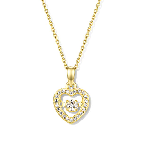 Collier Silber 925 mit Herzanhänger und 23 Zirkonia - vergoldet oder rhodiniert - 45cm