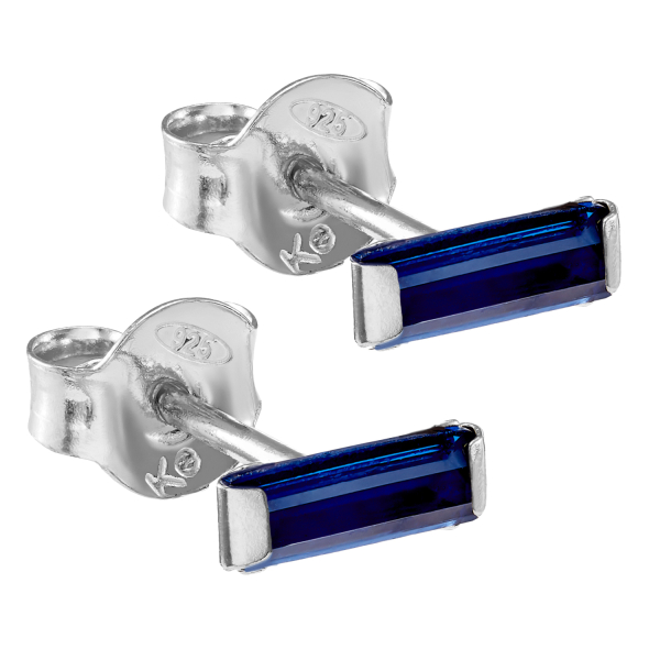 Ohrstecker mit Zirkonia dunkelblau Silber 925 - 7x3mm