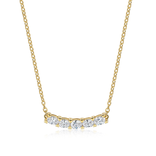 Collier Silber 925 vergoldet mit 5 Zirkonia - 42/45cm - Recyceltes Silber - Bild 2