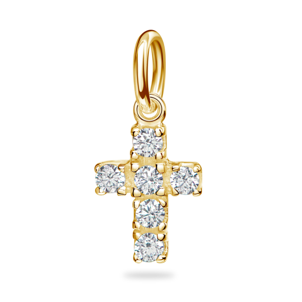 Anhänger Kreuz Silber 925 vergoldet - 6 Zirkonia - 9x12mm