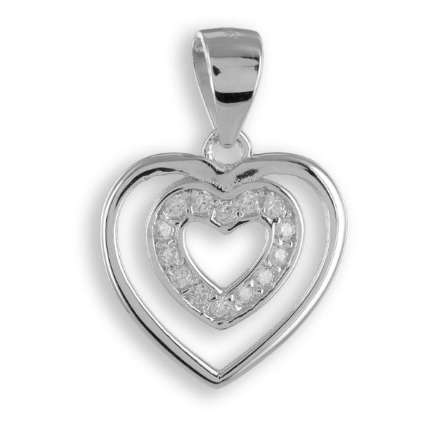Anhänger Herz Silber 925 rhodiniert - 14 Zirkonia - 12,5x12,5mm