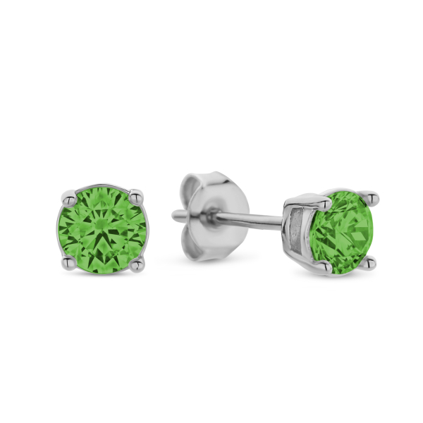 Ohrstecker mit Zirkonia grün Silber 925 rhodiniert - Ø 4mm