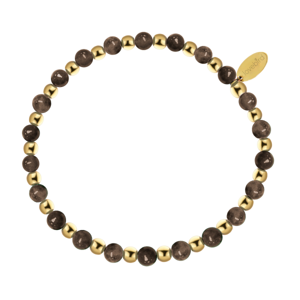 Lovebird Armband Tigerauge mit Edelstahlkugeln - Goldfarbene IP-Beschichtung