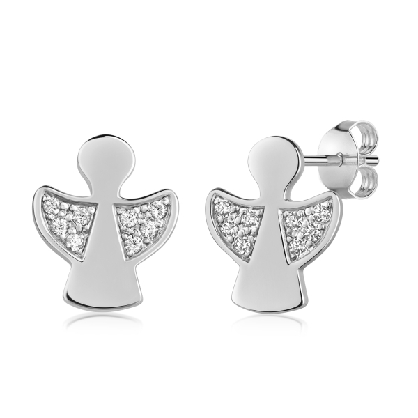 Ohrstecker Engel Silber 925 rhodiniert - 16 Zirkonia