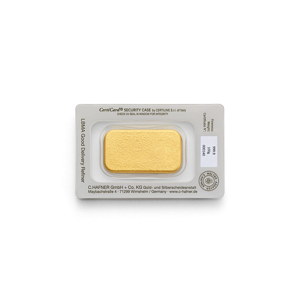 Goldbarren C. Hafner 100g - Feingold 999,9 - Gussbarren Neuware - Bild 3