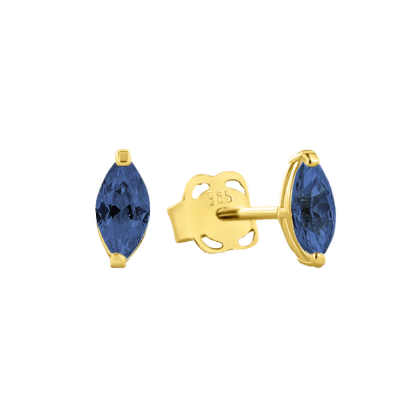 Ohrstecker Zirkonia Blau Gold 585 - 5,5x2,5mm