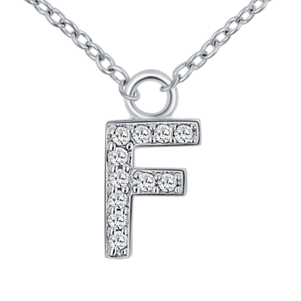 Lovebird Buchstabencollier F Silber 925 rhodiniert - 11 Zirkonia
