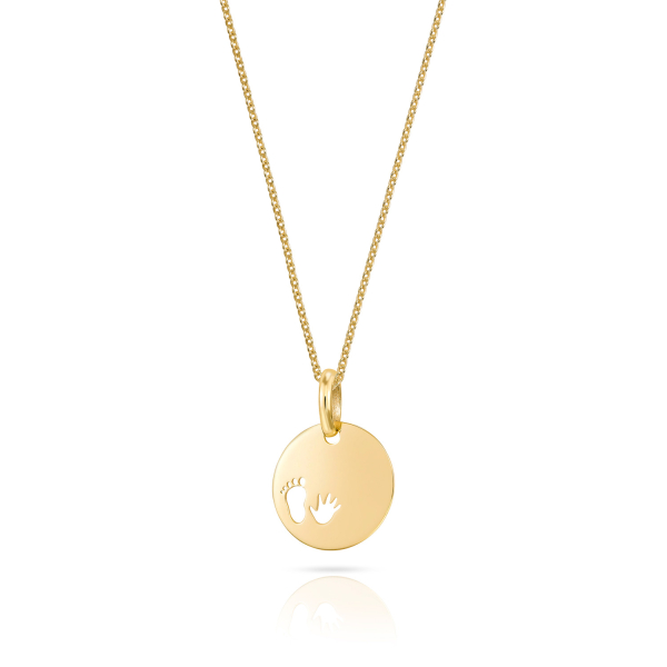 Anhänger Gravurplatte Hand und Fuß Gold 333 - Ø 12mm - Bild 3