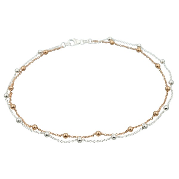 Fußkette Kugeln Silber 925 rosé vergoldet - Zweifarbig - Bild 3
