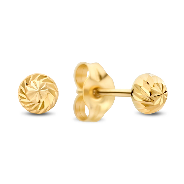 Ohrstecker Halbkugel Gold 585 - Hochglanz diamantiert - Ø 3,00mm