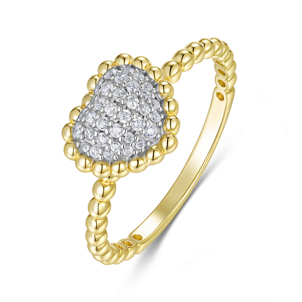 Damenring Herz Silber 925 Bicolor - 34 Zirkonia