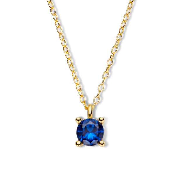 Collier mit Zirkonia saphirblau Silber 925 vergoldet - 40+5cm