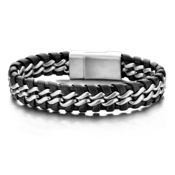 Frank 1967 Armband Leder schwarz 12mm - Magnetverschluss Edelstahl IPS
