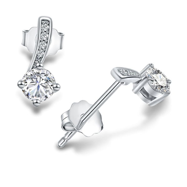Lovebird Ohrstecker Silber 925 rhodiniert - 10 Zirkonia - 101 Facetten