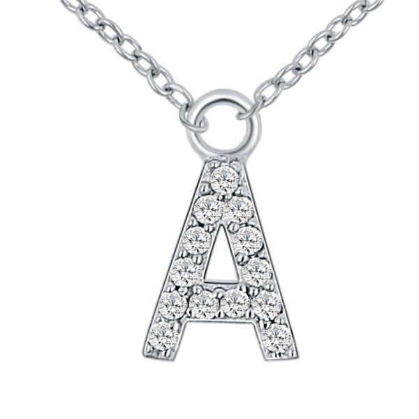 Lovebird Buchstabencollier A Silber 925 rhodiniert - 13 Zirkonia