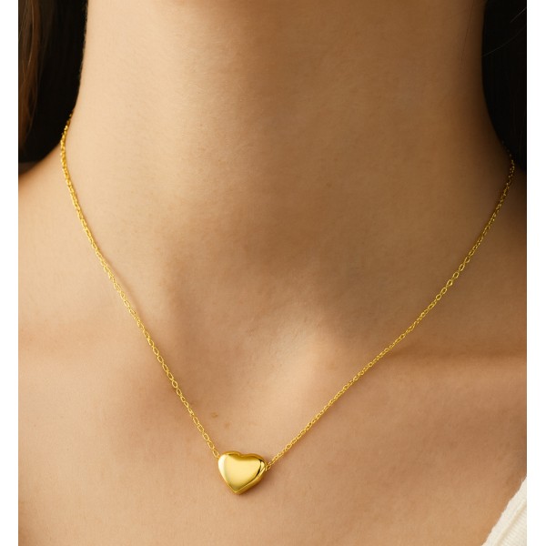 Lovebird Collier mit Herz Edelstahl IPG - Ankerkette 40+5cm - Bild 2