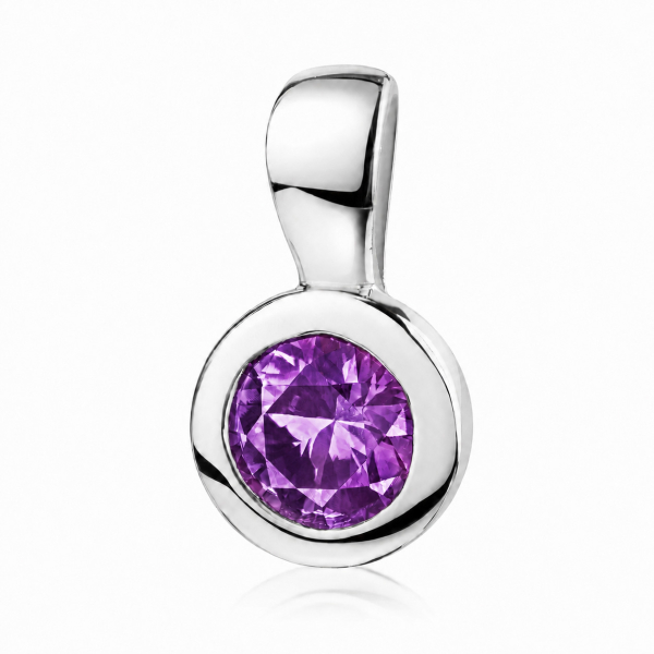 Anhänger Zirkonia Amethystfarben Silber 925 rhodiniert - Ø 7mm