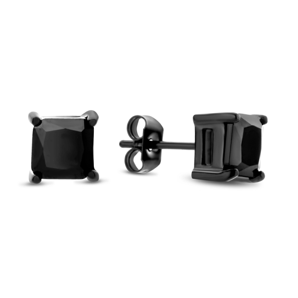 Frank 1967 Ohrstecker Edelstahl IPB - Zirkonia schwarz 6x6mm