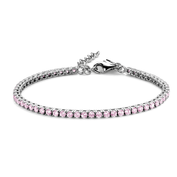 Tennisarmband Zirkonia pink Silber 925 rhodiniert - 3mm