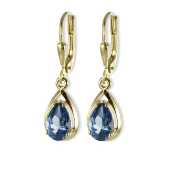 Ohrhänger Synthetischer Aquamarin Gold 333