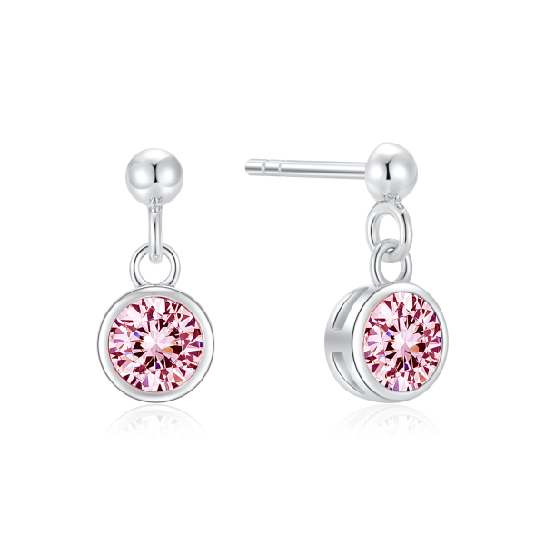 Ohrstecker mit Zirkonia pink Silber 925 rhodiniert - Ø 5mm - Halbkugel