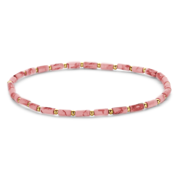 Lovebird Armband Rhodochrosit Edelstahl - Goldfarbene IP-Beschichtung