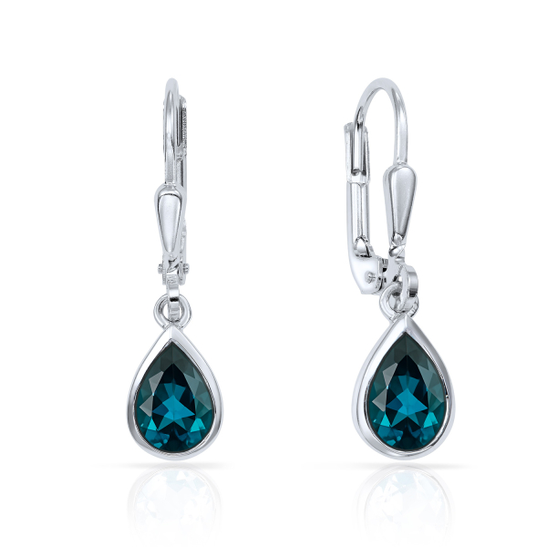 Ohrhänger London Blue Topas Silber 925 rhodiniert - Tropfenform
