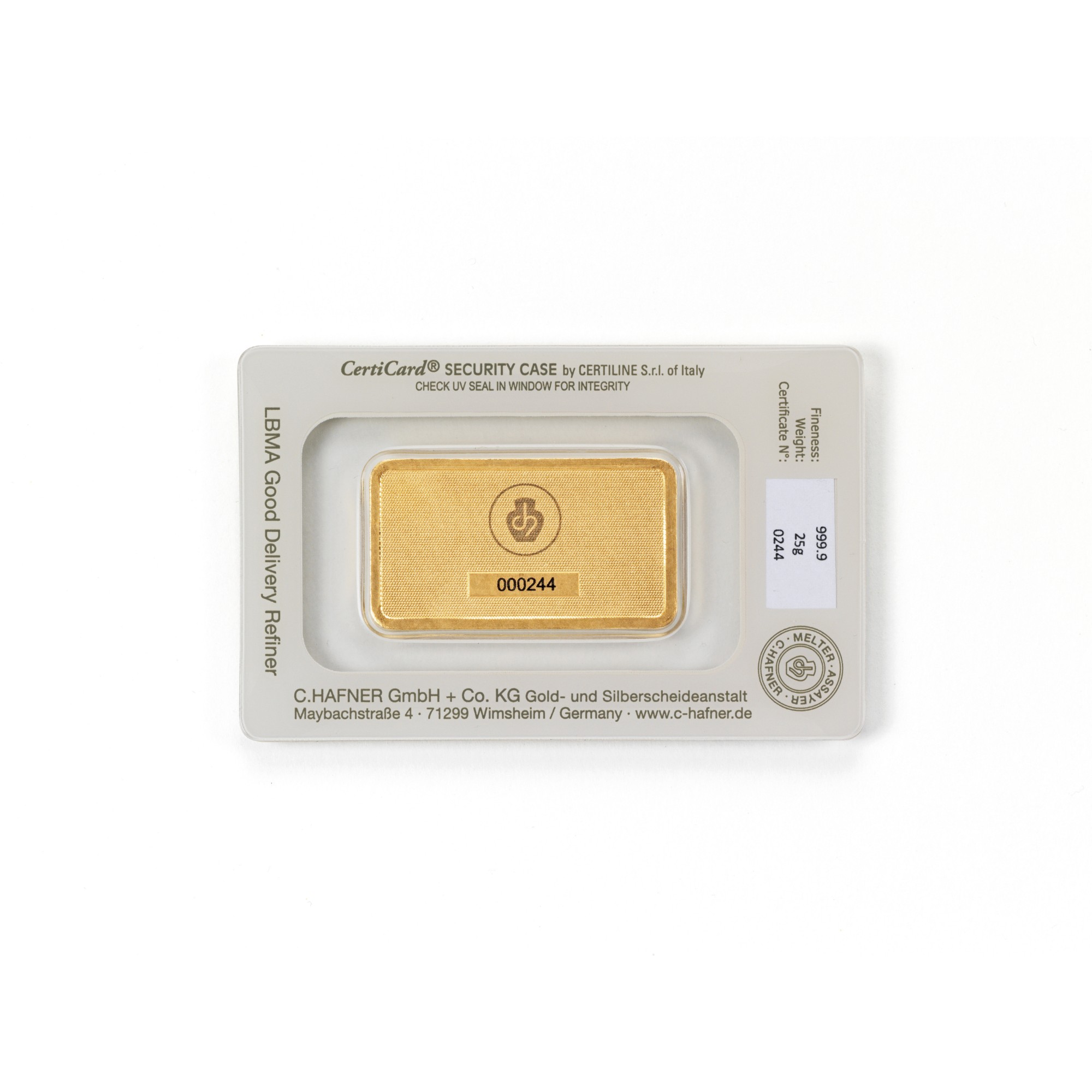 25g Goldbarren C.HAFNER - 999,9 Feingold - Neuware - Bild 3