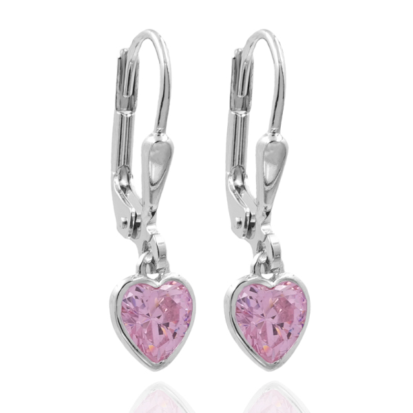 Ohrhänger Herz Silber 925 - Zirkonia Rosa