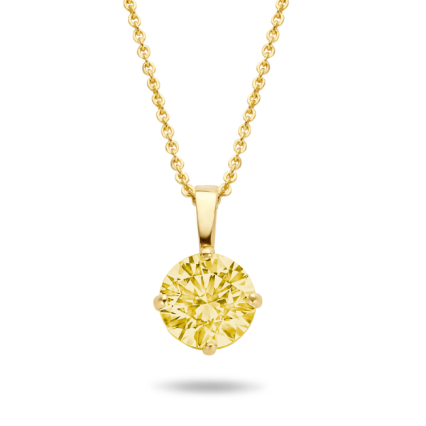 Collier mit Anhänger Zirkonia gelb Gold 585 - 4mm