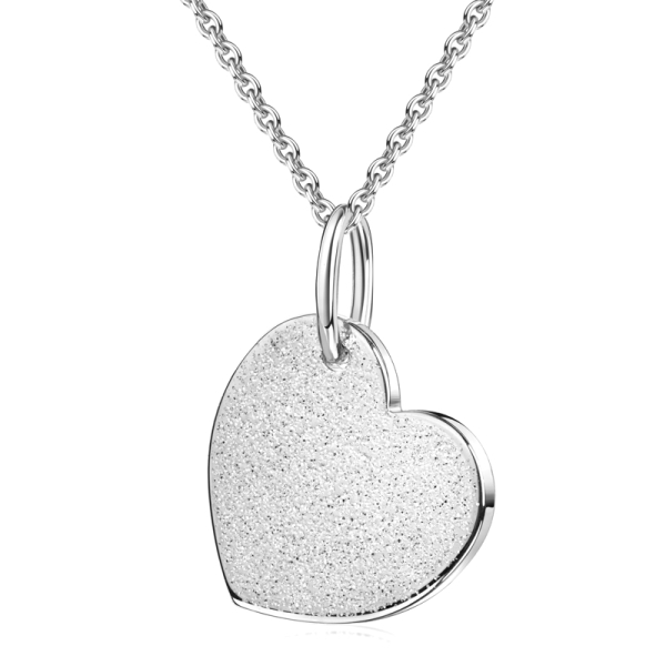 Collier mit Anhänger Herz Silber 925 - Herz 15x14mm mit Glitzer