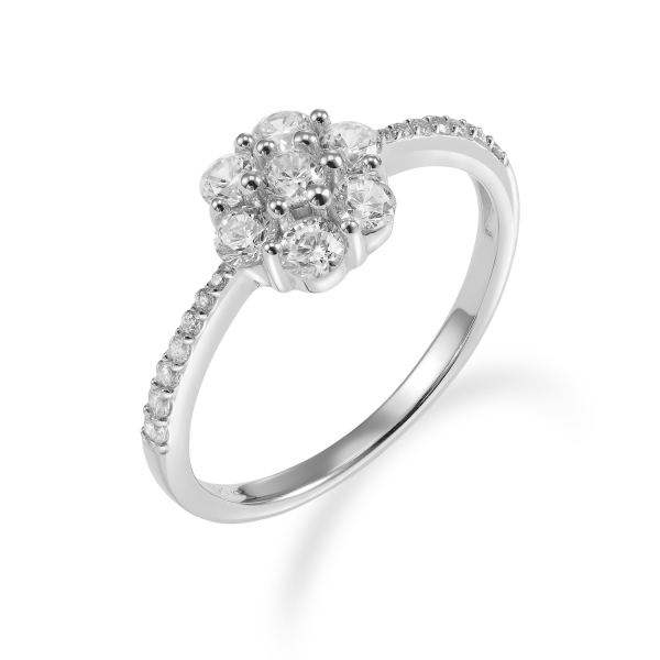 Damenring Silber 925 rhodiniert - 21 Zirkonia - 5,5mm breit