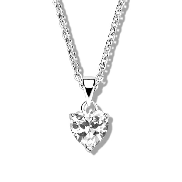Collier mit Zirkonia in Herzform Silber 925 rhodiniert - 8mm