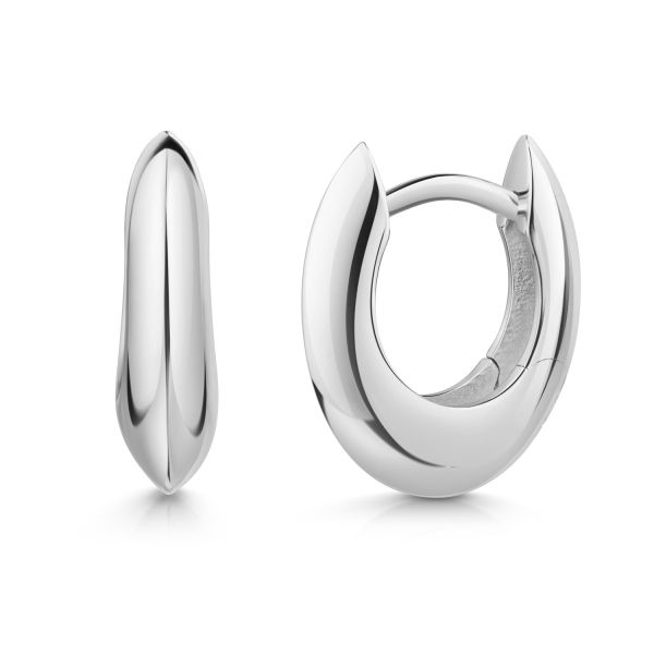 Klappcreolen oval Silber 925 rhodiniert - Bauchig - 15x12mm