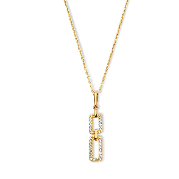 Collier mit Anhänger Gold 585 - 32 Zirkonia