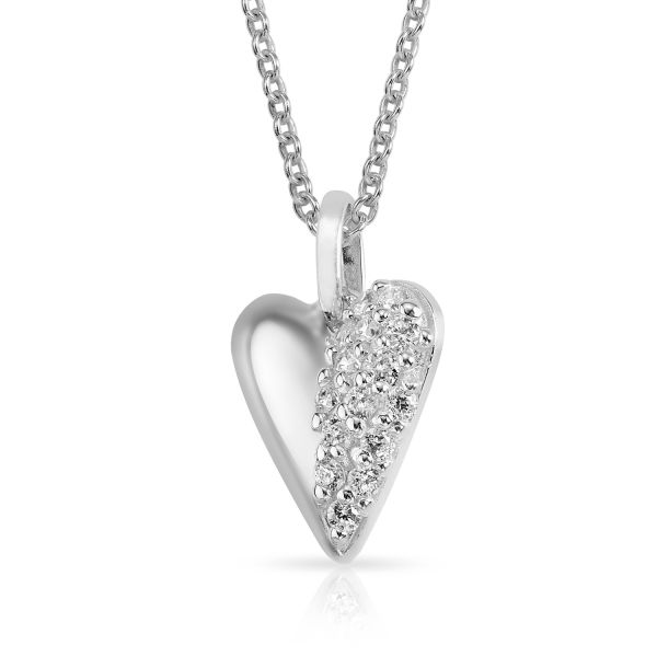 Anhänger Herz Silber 925 rhodiniert - 15 Zirkonia - 9x10,5mm