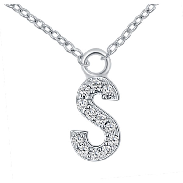Lovebird Buchstabencollier S Silber 925 rhodiniert - 12 Zirkonia