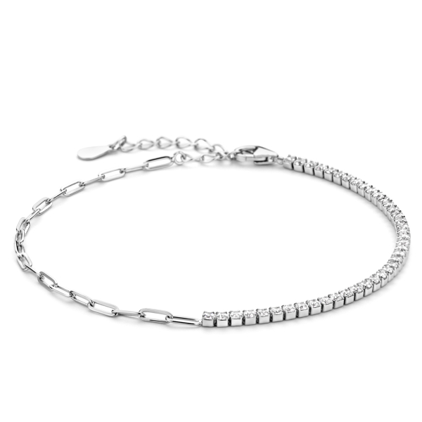 Tennis-Ankerarmband Zirkonia weiß Silber 925 rhodiniert - Zirkonia 2mm