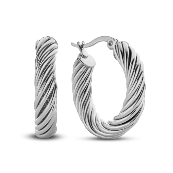 Lovebird Creolen twisted Edelstahl - Ø 23mm