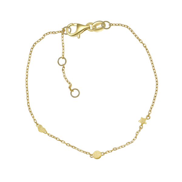 Armband Dot Herz Stern Silber 925 vergoldet - Ankerkette
