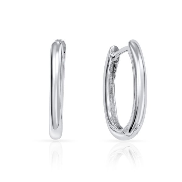 Klappcreolen oval Silber 925 rhodiniert - Hochglanz - 18x13mm
