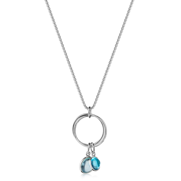 Collier mit Quarz Cabochon Silber 925 - Blauer Quarz, Hochwertige Juwelier-Qualität - Bild 2