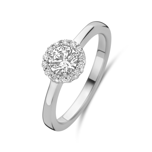 Damenring Silber 925 rhodiniert - 15 Zirkonia - 7,5mm Durchmesser