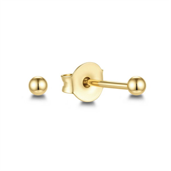 Kugel Ohrstecker Silber 925 - rhodiniert oder vergoldet - Hochglanz - 2mm