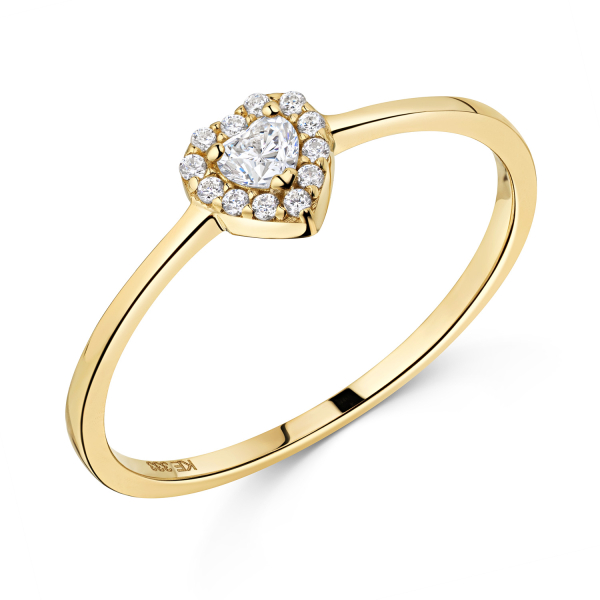 Damenring Herz Gold 333 - 13 Zirkonia