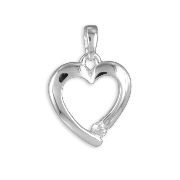 Anhänger Herz Silber 925 - Zirkonia - 15,3x13,2mm