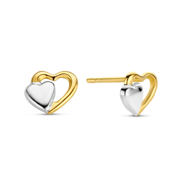 Ohrstecker Herz Gold 585 Bicolor - 5x7mm