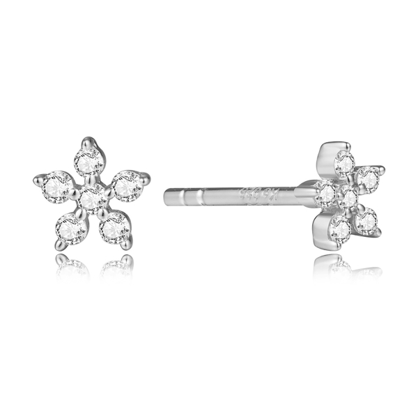 Ohrstecker Silber 925 rhodiniert - 12 Zirkonia - 4,5x4,5mm