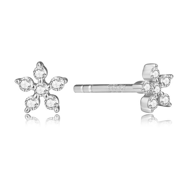 Ohrstecker Silber 925 rhodiniert - 12 Zirkonia - 4,5x4,5mm