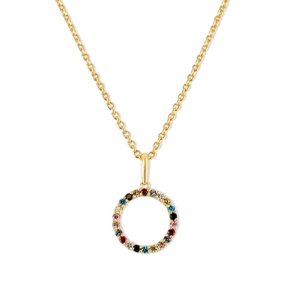 Collier Reif mit 22 Zirkonia Gold 585 - Multicolor